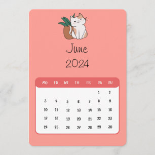 Juni 2024 Stand Alone Kat en Plant Kalender Menu