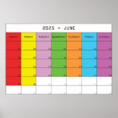 Juni 2025 kleurdagen kalender planer poster (Voorkant)