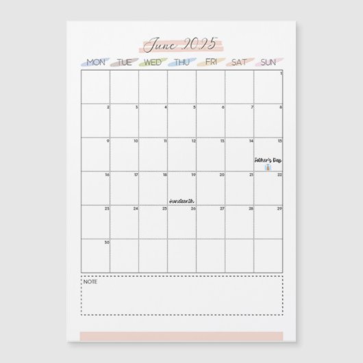Juni 2025 Magnetische kalender (Voorkant)