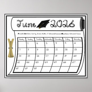 Juni 2026 School Afstudeerdoek Lettertype Rol Maan Poster