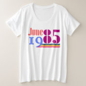 Juni '85 Bold Retro Plus Maat T-shirt (Design voorkant)