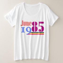 Juni '85 Bold Retro Plus Maat T-shirt