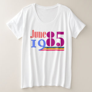 Juni '85 Bold Retro Plus Maat T-shirt