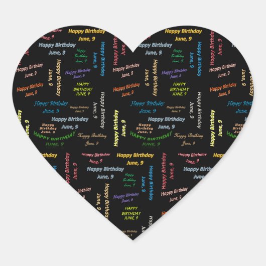 Juni, 9 Verjaardag Sticker (Voorkant)