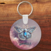 Juni Birthstone Sleutelhanger - Moonstone Moth Des (Voorkant)