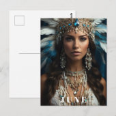 *~ JUNI Boho Vrouw Verjaardag PARELS AP53 Briefkaart (Voorkant / Achterkant)