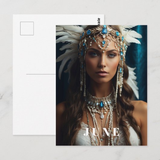 *~ JUNI Boho Vrouw Verjaardag PARELS AP53 Briefkaart (Voorkant / Achterkant)