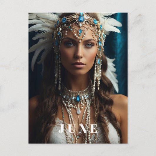 *~ JUNI Boho Vrouw Verjaardag PARELS AP53 Briefkaart (Voorkant)