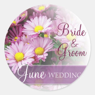 Juni bruiloft - Lavendel madeliefjes Ronde Sticker