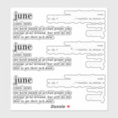 Juni Definitie Verjaardag Sticker (Vel)