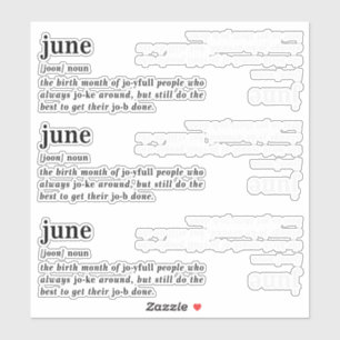 Juni Definitie Verjaardag Sticker