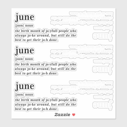Juni Definitie Verjaardag Sticker (Vel)