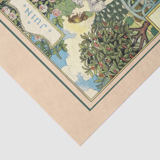 Juni door Eugene Grasset Tissuepapier (Detail)