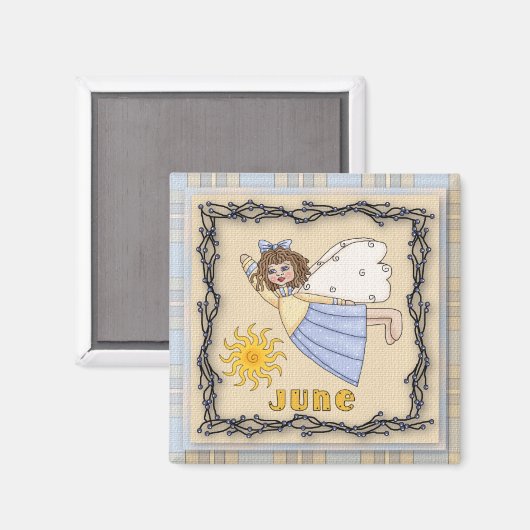 Juni Engel / Fairy Maand Magnet (Voorkant / Achterkant)