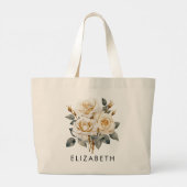 Juni Geboorte Maand Bloem Gepersonaliseerde Gift v Grote Tote Bag (Achterkant)