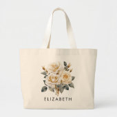 Juni Geboorte Maand Bloem Gepersonaliseerde Gift v Grote Tote Bag (Voorkant)