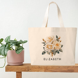 Juni Geboorte Maand Bloem Gepersonaliseerde Gift v Grote Tote Bag