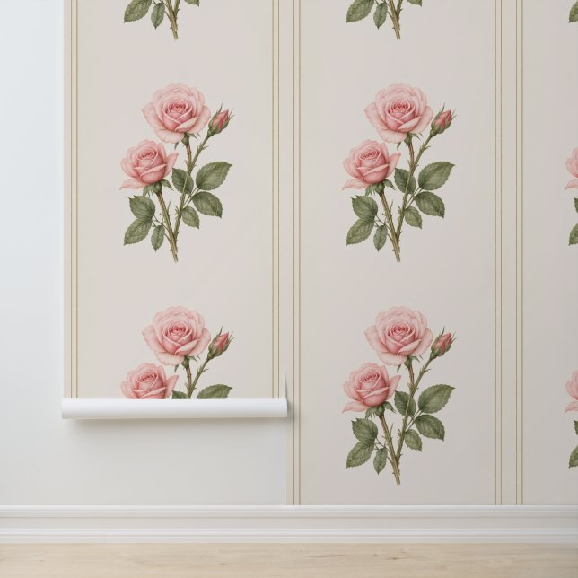 Juni Geboortebloem Behang, Roos Botanisch  Behang (Applicatie)
