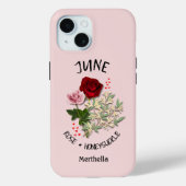  JUNI Geboortemaand Bloem Aangepaste naam Case-Mate iPhone Case (Achterkant)