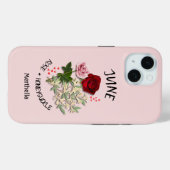 JUNI Geboortemaand Bloem Aangepaste naam Case-Mate iPhone Case (Achterkant (horizontaal))