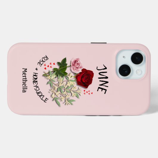  JUNI Geboortemaand Bloem Aangepaste naam Case-Mate iPhone Case (Achterkant (horizontaal))