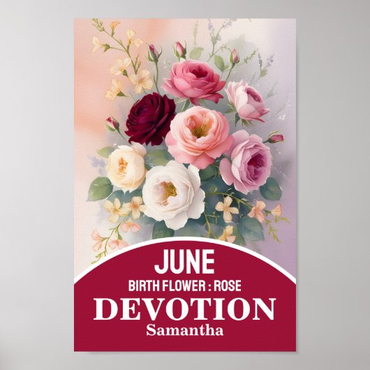 Juni Geboortemaand Bloem Christelijke Wall Art Poster (Voorkant)