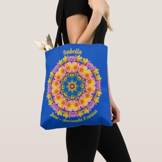 Juni Geboortemaand Bloem Persoonlijke Boodschappen Tote Bag (Dichtbij)