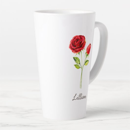 Juni Geboortemaand Bloem Roos Latte Mok (Rechterhoek)