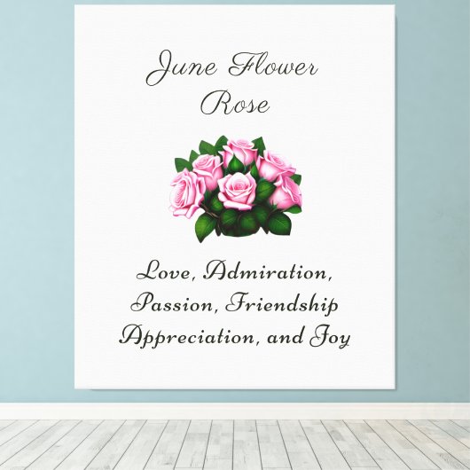 Juni Geboortemaand Bloem Roos Tijdloze Bloemen Canvas Afdruk (Insitu (Houten vloer))