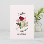 JUNI Geboortemaand Bloem ROOS Verjaardag Kaart (Staand voorkant)