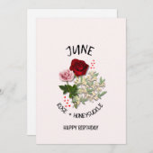 JUNI Geboortemaand Bloem ROOS Verjaardag Kaart (Voorkant / Achterkant)