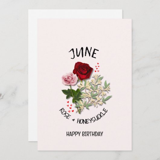 JUNI Geboortemaand Bloem ROOS Verjaardag Kaart (Voorkant / Achterkant)