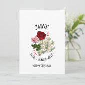 JUNI Geboortemaand Bloem Verjaardag Kaart (Staand voorkant)