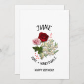 JUNI Geboortemaand Bloem Verjaardag Kaart (Voorkant / Achterkant)