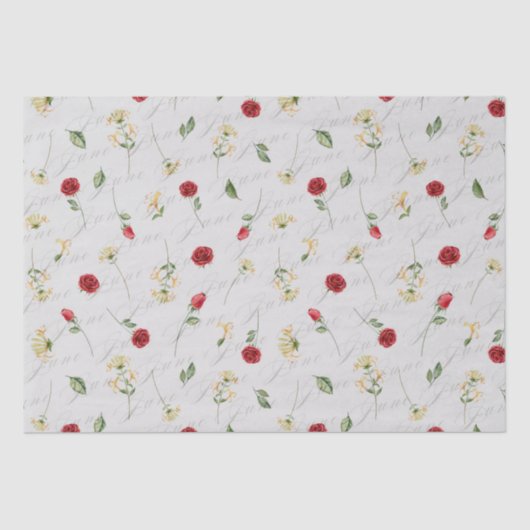 Juni Geboortemaand Bloemen Roos Honeysuckle Tissuepapier (Voorkant)