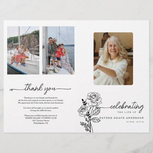 Juni Geboortemaand Bloemenbegrafenisprogramma Flyer (Voorkant)