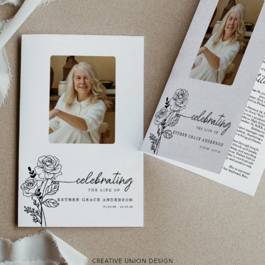 Juni Geboortemaand Bloemenbegrafenisprogramma Flyer