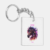 Juni Geboortemaand Spirit Animal Horse Sleutelhanger (Voorkant Links)