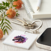 Juni Geboortemaand Spirit Animal Horse Sleutelhanger (Voorkant Rechts)