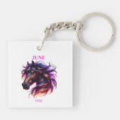 Juni Geboortemaand Spirit Animal Horse Sleutelhanger (Achterkant)