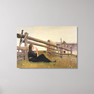 Juni. Girl Blows Dandelion Seeds, 1899 Canvas Afdruk