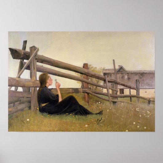 Juni. Girl Blows Dandelion Seeds, 1899 Poster (Voorkant)