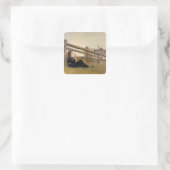 Juni. Girl Blows Dandelion Seeds, 1899 Vierkante Sticker (Tas)