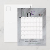 Juni Grijs Moderne Maandkalender 2025 Briefkaart (Voorkant / Achterkant)