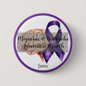 Juni Migraine & Hoofdpijn Bewustzijnsmaand Ronde Button 5,7 Cm (Voorkant)