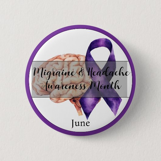 Juni Migraine & Hoofdpijn Bewustzijnsmaand Ronde Button 5,7 Cm (Voorkant)
