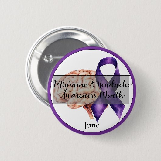 Juni Migraine & Hoofdpijn Bewustzijnsmaand Ronde Button 5,7 Cm (Voorkant /achterkant)