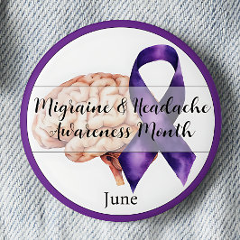 Juni Migraine & Hoofdpijn Bewustzijnsmaand Ronde Button 5,7 Cm