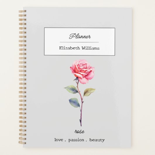 JUNI ROOS BIRTH FLOWER GEPERSONALISEERD PLANNER (Voorkant)