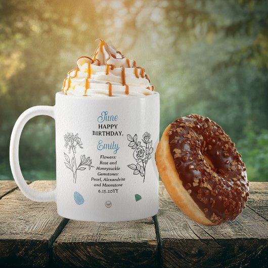 Juni Roos en Honeysuckle Verjaardag Keepsake Koffiemok